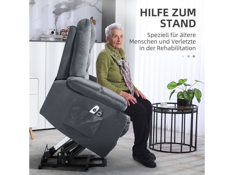 Fauteuil releveur électrique gris, massage et chaleur lombaire, fauteuil relax inclinable à 135° pour salon - Conforama B