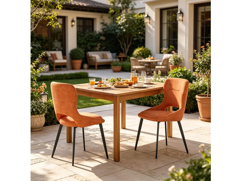  Chaise de salle à manger 48x45x86cm dossier ouvert style contemporain cadre acierlique orange lot de 2  - Conforama E