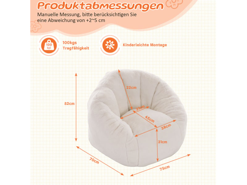  Fauteuil poire enfant modenvie en polyester beige 75 x 70 x 52 cm  - Conforama C