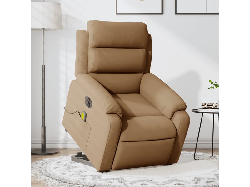  Vidaxl fauteuil inclinable de massage électrique marron velours  - Conforama B