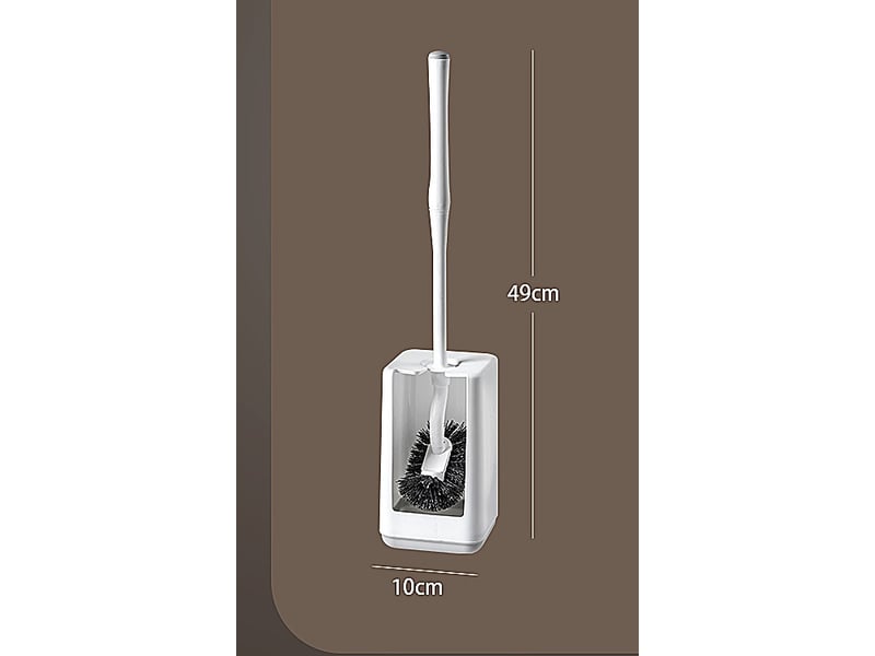  Lot de 2 brosses de toilette, long manche courbée, en plastique blanc  - Conforama B
