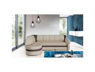 Canapé d'angle gauche fixe <strong></strong> <strong></strong> 3 places Polyester beige avec coffre de rangement