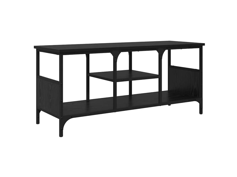  Meuble tv - banc tv - meuble de rangement chêne noir 100 x 35 x 45 cm bois d'ingénierie et fer  - Conforama A