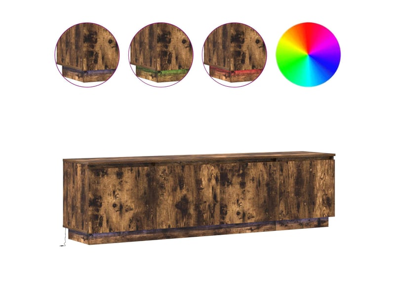 Meuble tv - banc tv - meuble de rangement 180 x 38 x 49 cm chêne fumé bois d'ingénierie - Conforama D