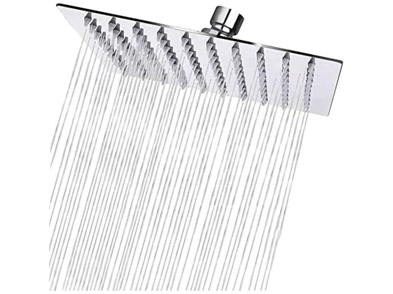 Tete de douche pluie carré en acier inox 50cm - haute pression pommeau douche, économiseur d'eau, anti-calcaire, rotation 360°, installation facile - Conforama A