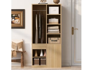 Armoire 1 porte(s) 4 tiroir(s) <strong>MODFU</strong> <strong></strong> coloris bois clair largeur 70 cm