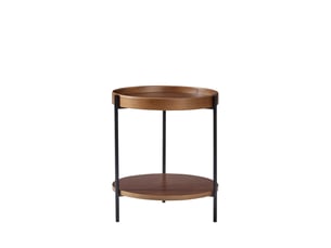 Table basse ronde à 2 plateaux avec rangement ouvert, style moderne, pour salon, en bois massif et mdf, noyer