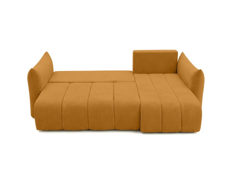  Canapé d'angle lysia mini réversible et convertible en velours côtelé - jaune LYSIA - Conforama B