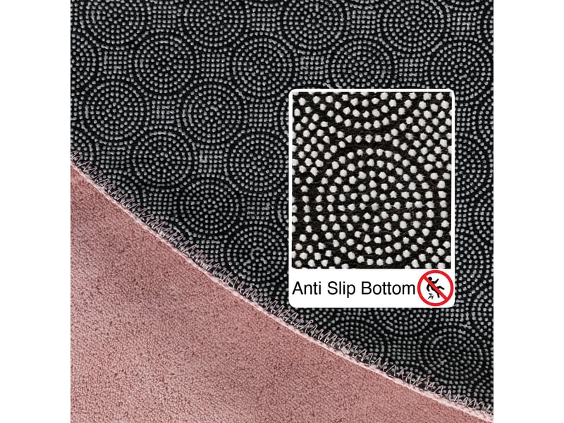 Tapis lavable rond en microfibre douce - rose poudré 120x120cm SKY1201205400ROSE - Conforama D