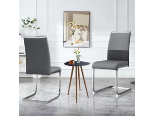 Lot de 4 chaises modernes en cuir synthétique et tissu gris avec dossier haut confortable pour repas