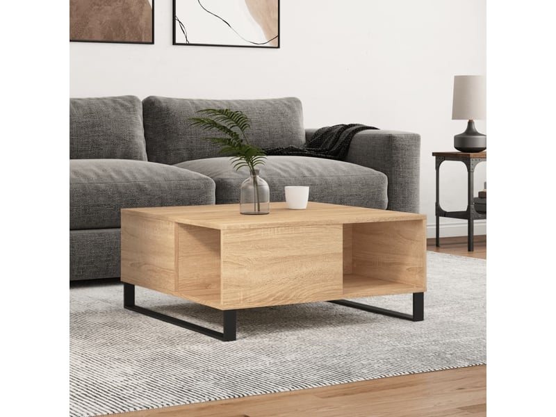  Table basse - table de salon - table à thé chêne sonoma 80x80x36,5 cm bois d'ingénierie  - Conforama B