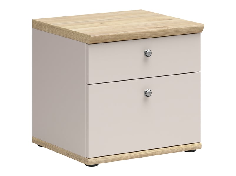  Table de chevet table de nuit 2 tiroirs coloris cachemire chêne mauvella - longueur 48 x profondeur 43 x hauteur 47 cm  - Conforama E