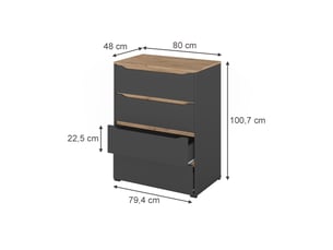 Commode 1 tiroir(s) <strong>VICCO</strong> <strong></strong> coloris gris largeur 80 cm