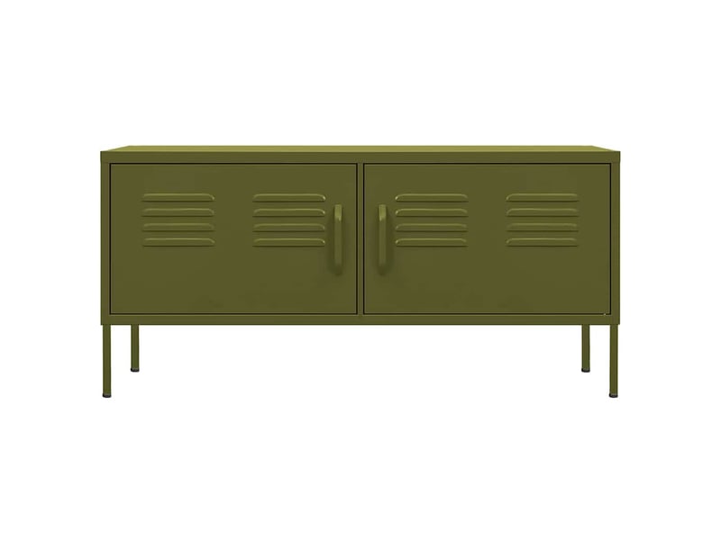  Meuble tv - banc tv - meuble de rangement vert olive 105x35x50 cm acier  - Conforama C