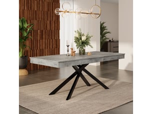 Table à manger extensible 140180 x 80 x 76 cm, 6 à 8 personnes, mdf gris et pieds métal