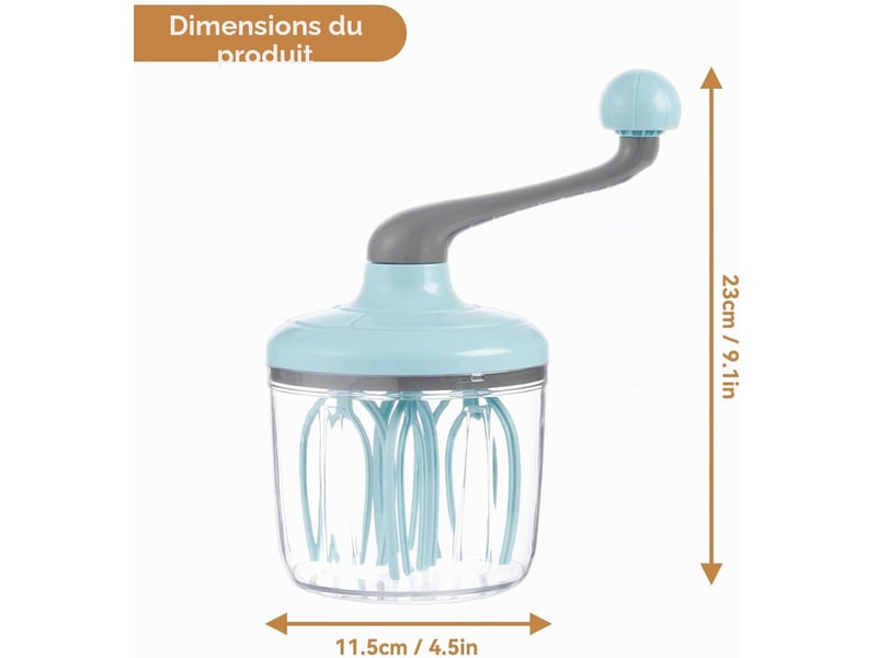 Batteur à oeufs manivelle, manivelle de batteur à œufs, batteurs à main avec bol pour œufss, crème, outil de mixage de cuisine accessoires cuisine CSLZF-KAI0011922LZF - Conforama B