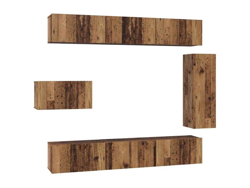  Ensemble meuble tv - banc tv - meuble de rangement 8 pcs bois ancien bois d'ingénierie  - Conforama A