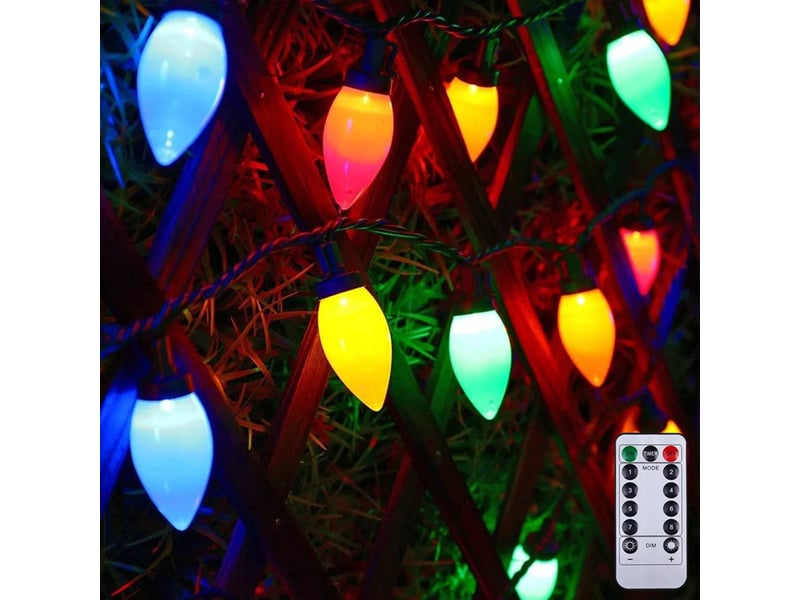  Guirlande lumineuse de noël led 15 m 60 led, 8 modes avec télécommande, fonctionnement à piles  - Conforama B