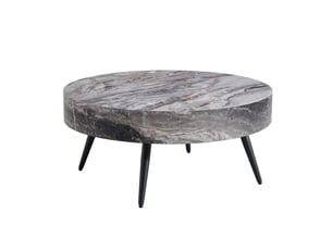 Table basse ronde avec pieds réglables antidérapants, style moderne, pour salon, 70 × 35,5 cm, en mdf et métal, gris