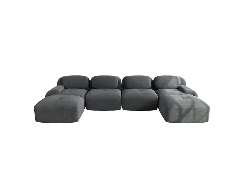  Canapé d'angle modulable en u modenvie 4 places 388 x 178 cm velours côtelé gris sans montage  - Conforama A