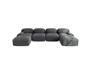 Canapé d'angle modulable en u modenvie 4 places 388 x 178 cm velours côtelé gris sans montage