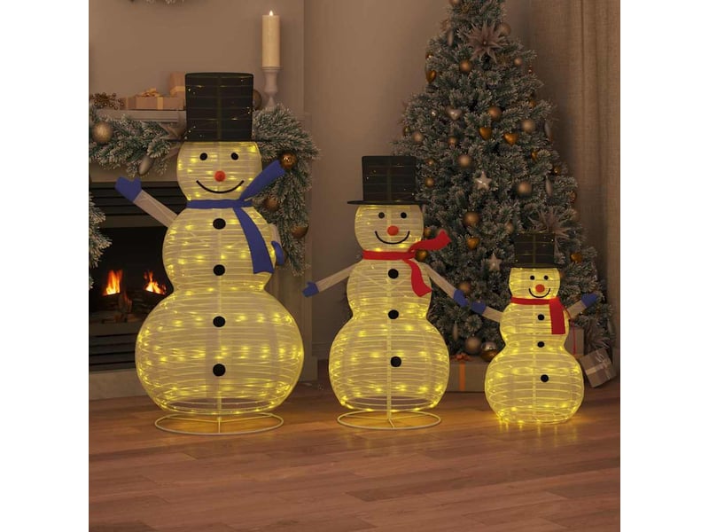  Famille de bonhommes de neige de noël 3 pcs blanc chaud tissu  - Conforama C