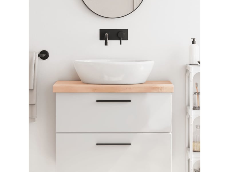 Comptoir de salle de bain, plan de travail 80x30x(2-6) cm bois massif non traité cf65760 - Conforama B