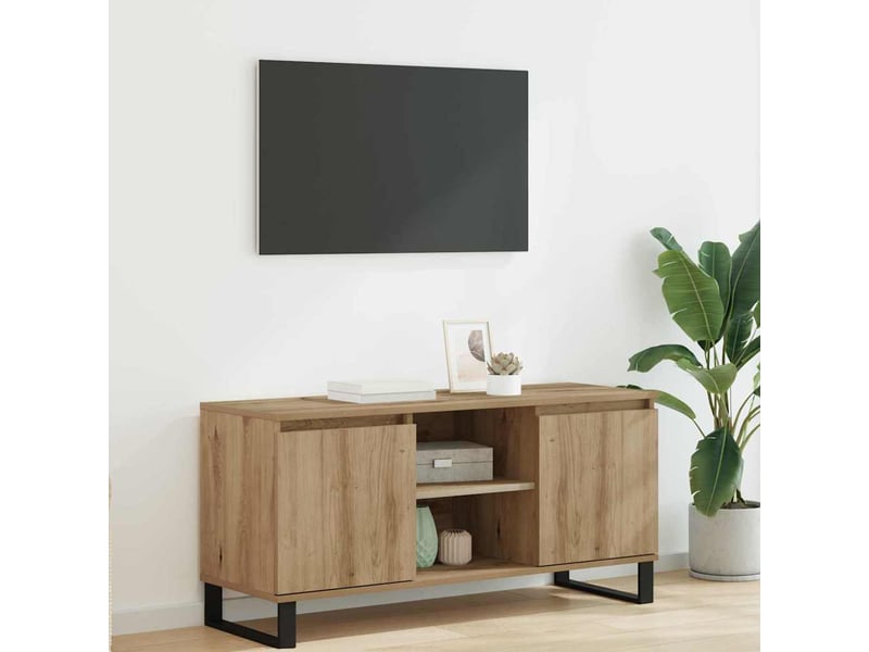 Meuble tv, meuble pour télévision 104 x 35 x 50 cm chêne artisanal bois d'ingénierie - Conforama B