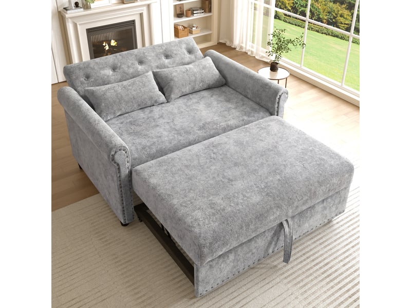  Canapé-lit multifonction - canapé 3-en-1 - dossier réglable 110°145°180° - tissu chenille doux 120x80x82cm - Conforama D
