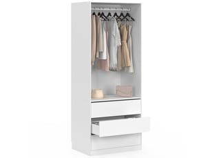 Dressing taylor 80 x 55 x 200 cm 1 module avec penderie + 3 tiroirs blanc