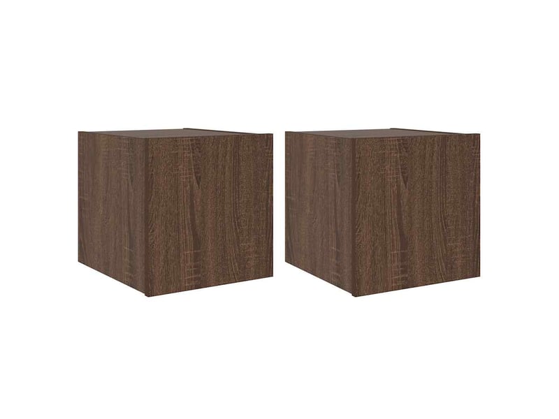  Lot de 2 meuble tv mural avec lumières led chêne marron 30,5x35x30 cm  - Conforama A