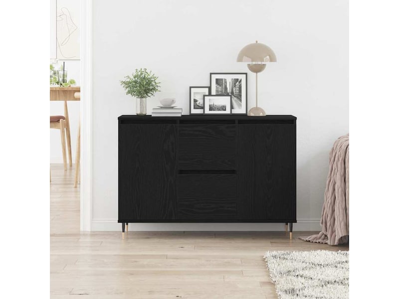  Buffet - bahut - meuble de rangement chêne noir 101,5 x 35 x 70 cm bois d'ingénierie  - Conforama D