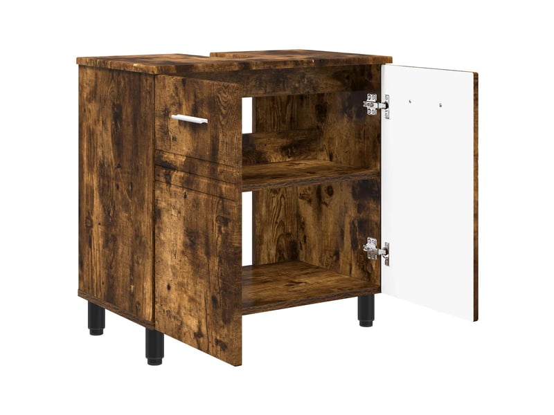 Unité de vanité de salle de bain, meuble de rangement chêne fumé 60x35x60 cm shl7857 - Conforama D