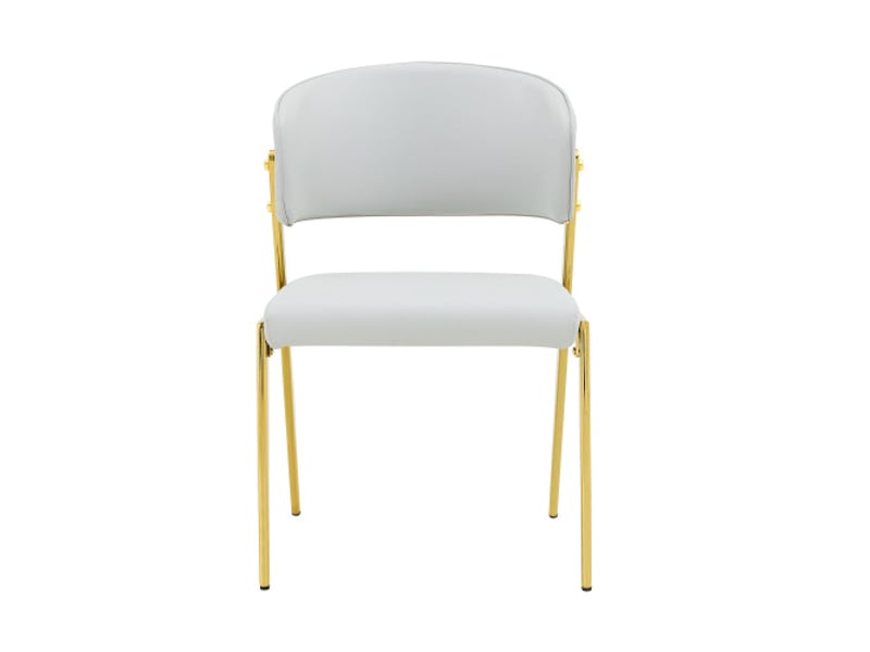  Ensemble 2 chaises salle à manger modernes – piètement métallique, assise et dossier rembourrés, solides  - Conforama A