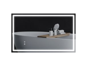 Miroir de salle de bain led 100x60 cm avec rétroéclairage, antibuée, luminosité réglable, montage vertical ou horizontal