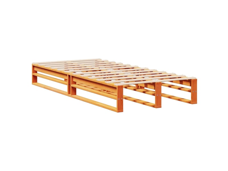  Lit simple- lit adulte -  lit bibliothèque sans matelas  marron 100x200cm bois massif  - Conforama D
