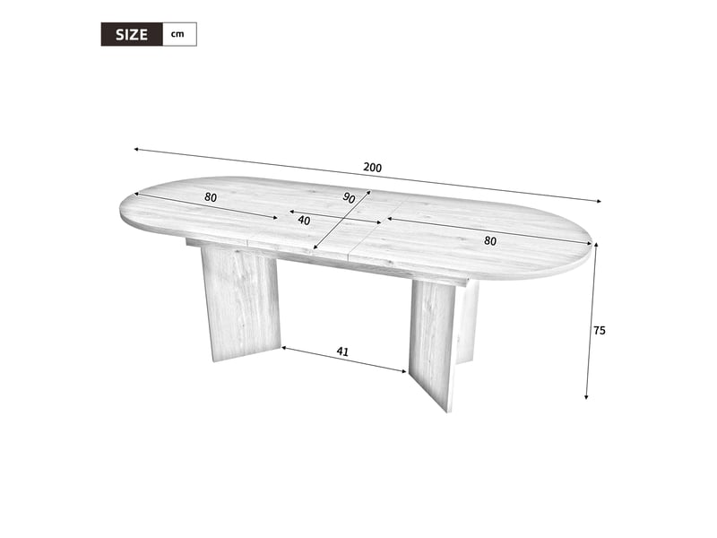 Table de salle à manger 160-200x90x75 cm, plateau extensible, effet bois en mdf, teinte noyer, bords arrondis - Conforama C