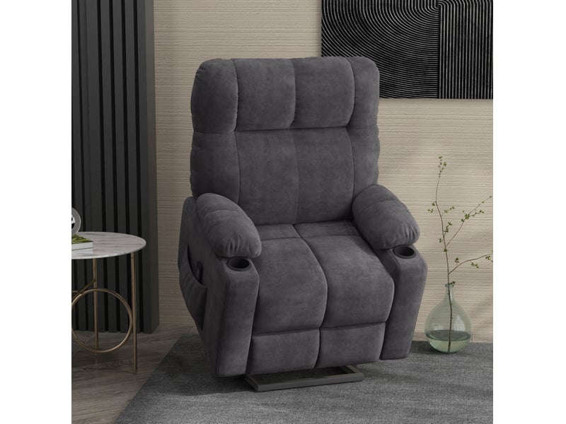  Fauteuil relax électrique avec aide au lever, massage et chauffage, gris foncé  - Conforama B