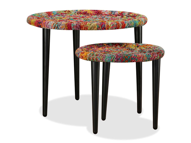  Table basse 2 pcs | table d'appoint détails tissés chindi multicolore  - Conforama B