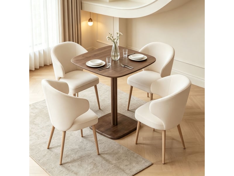  Table de cuisine 4 places format carré plateau en bois épais style moderne  - Conforama B