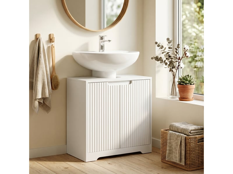  Meuble sous-évier avec portes à fermeture amortie 60 x 30 x 60 cm blanc  - Conforama C
