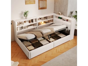 Lit banquette 90x200 cm <strong></strong>  <strong></strong> coloris blanc