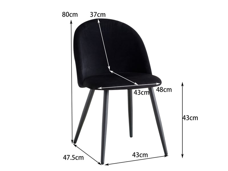  Lot de 4 chaise de salle à manger en velours chaise de salon coussins doux en velours assise(noir) Grand-house - Conforama E