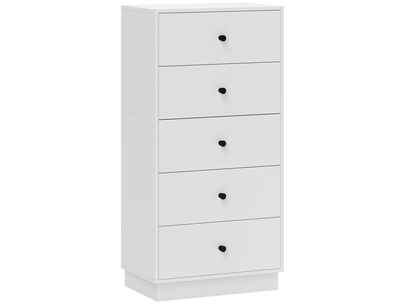  Commodebuffet à 5 tiroirs, en bois composite de style moderne, 47 x 29 x 95 cm, blanc  - Conforama A