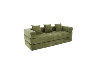 Canapé modulable,198x79x60 cm,2 places avec poches latérales,chenille,vert