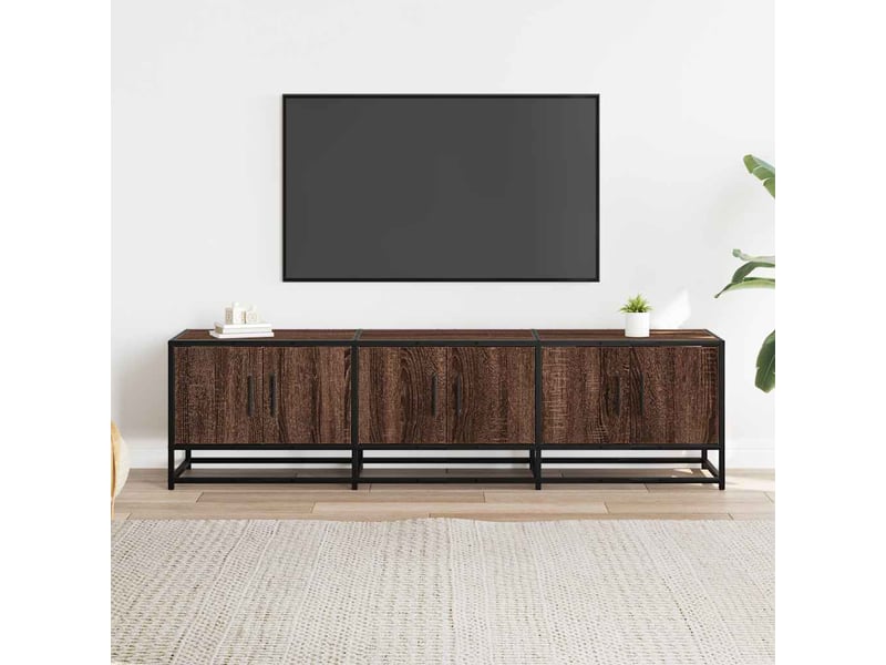  Meuble tv - banc tv - meuble de rangement chêne marron 150x35x41 cm bois d'ingénierie et métal  - Conforama C