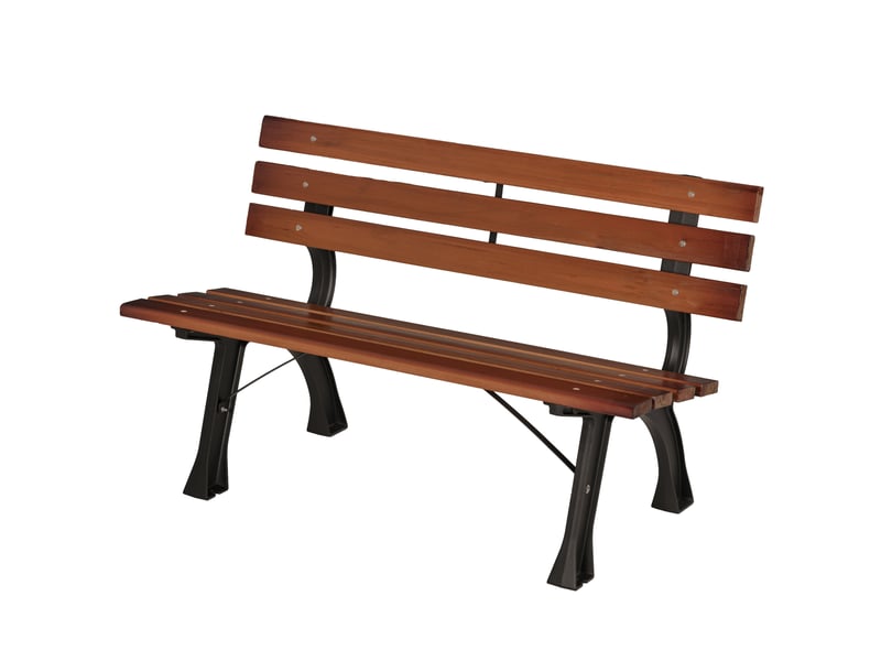  Banc 2 places, pour jardin et terrasse, en fonte d'aluminium et bois naturel, 120 x 57 x 70 cm, marron  - Conforama B