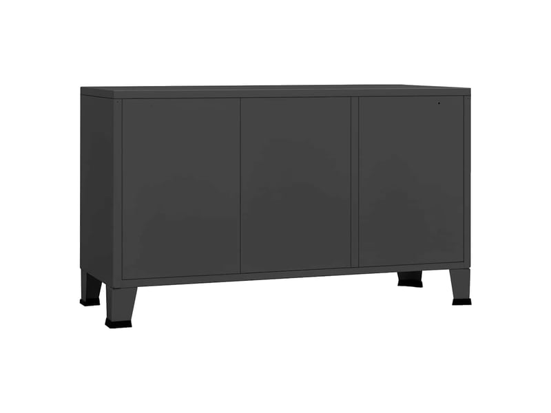 Buffet - bahut - meuble de rangement industriel anthracite 105x35x62 cm métal et verre  - Conforama E