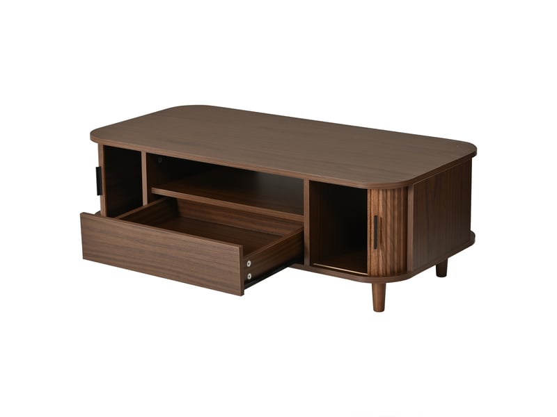  Table basse 100x50 cm coloris bois foncé avec tiroir et rangement - 100x50 mdf  - Conforama E