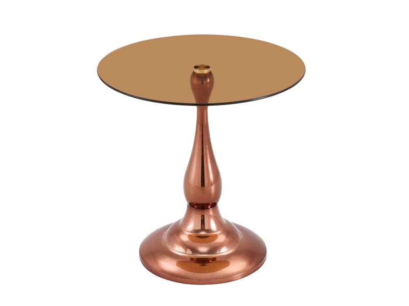  Table d’appoint ronde 50x50x51,5 cm en verre trempé et métal marron  - Conforama A